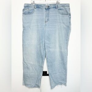 Lane Bryant wide leg raw hem denim jeans 20 plus size light wash high waisted
